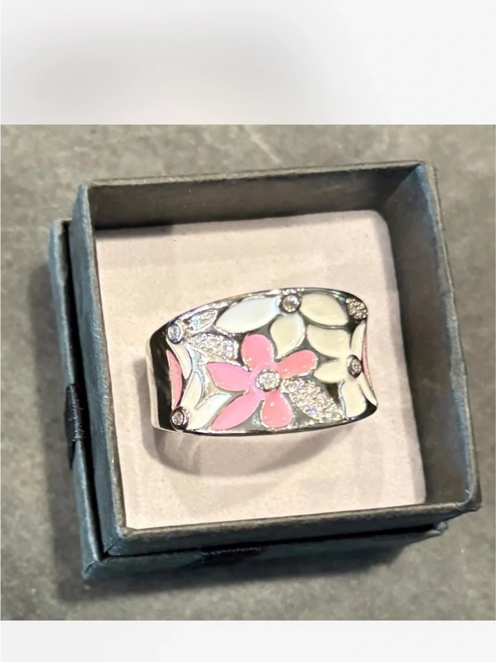 Unique Silver Enamel Statement Ring